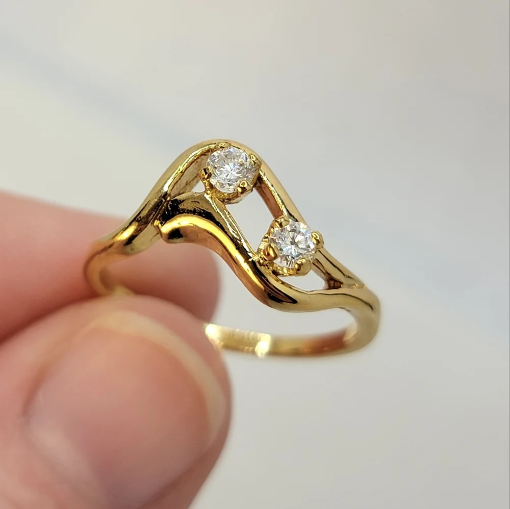 Vintage Ring Signed COP 92 Gold Plated CZ Diamonds Size 9 Castings on Parade